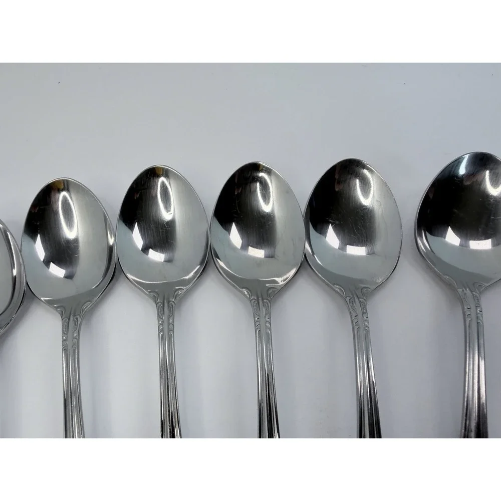 Stanley Roberts DYNASTY Stainless 5 Petal Flower - Set of 8 Teaspoons Japan